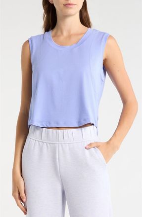 Lord & Taylor Pima Cotton Crop Tank in Jacaranda at Nordstrom, Size X-Large