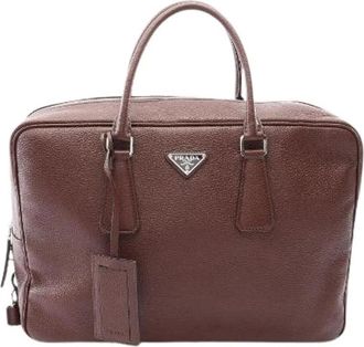 Prada Pre-owned Vit.daino Aktetas - Heren - Vintage Handtas - Bruin - ONE Size - Leer - Vintage