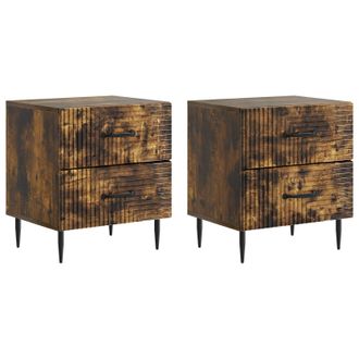 vidaXL Armario De Noche 2 Pcs Roble Ahumado 43 X 34,5 X 47,5 Cm Vidaxl