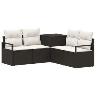 vidaXL Juego De Sof&aacute; 5 Uds. Negro Y Blanco Crema Vidaxl