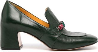 Madison.Maison 55mm crystal-embellished loafers - women - Leather/Leather/Leather - 37.5 - Green