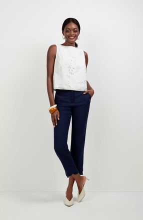 Trina Turk Alessandra Top Cropped Cotton Eyelet in Whitewash at Nordstrom, Size X-Large