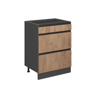 Vicco Mueble Bajo De Cocina R-line, Roble Dorado, 60 Cm En Forma De J, Con Cajones, Sin Encimera Vicco