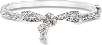 Ross-Simons Diamond Bow Bangle Bracelet in Sterling Silver