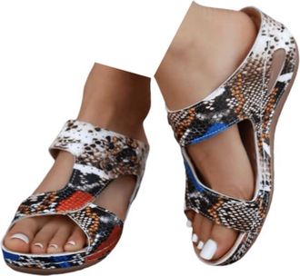 Generic Womens Sandals & Slides Slip on Sandals for Women UK Comfortable Sliders Fashion Non Slip Slippers Orthopedic Arch Support Outdoor Open Toe Wedge Shoe