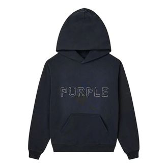 Purple Black Cotton Hoodie with Relaxed Fit