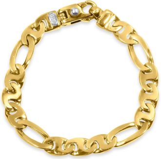 Pompeii3 Mens Figaro Link 14k Gold (30gram) or Platinum (49gram) 9.5mm Bracelet 8.5