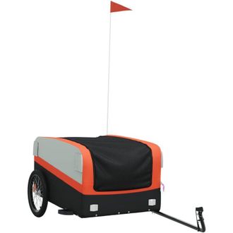 vidaXL Remolque Para Bicicleta Hierro Negro Y Naranja 45 Kg Vidaxl