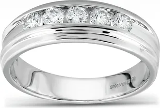 Pompeii3 1/2 Ct Diamond Mens Wedding Ring 10k White Gold