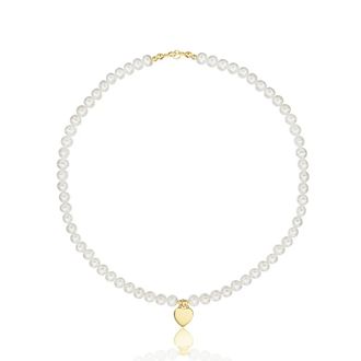 Lily & Roo Gold Large Pearl Personalised Heart Necklace