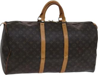 Louis Vuitton Tweedehands Canvas Louis Vuitton tassen - Dames - Vintage Weekendtas - Bruin - ONE Size - Leer - Vintage