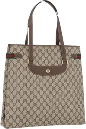 Gucci Pre-owned Tote Bags, female, Beige, Size: ONE SIZE Pre-owned Vintage GG Canvas Tote Bag