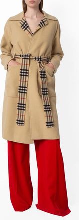 Burberry Reversible Check Wool Long Car Coat, Brand Size 6 ( US Size 4 )