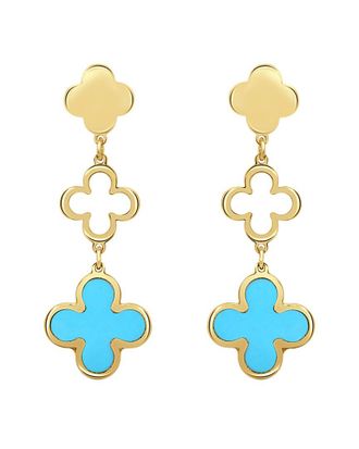 Italian Gold, Inc 14K Turquoise Clover Dangle Earrings