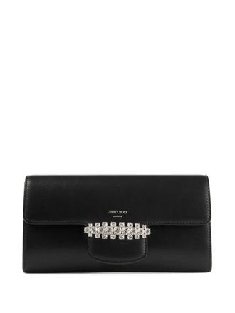 Jimmy Choo London Bing crystal-embellished wallet-on-chain - Black