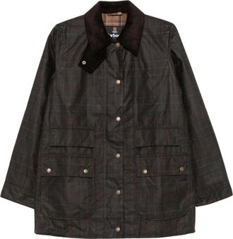 Barbour Modern Checked Border Wax Jacket - Dames - Jassen - Bruin - Maat: XS Katoen