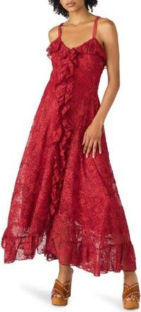 Steve Madden Irisia Ruffle Lace Maxi Dress in Purple Wine at Nordstrom Rack, Size Xx-Large