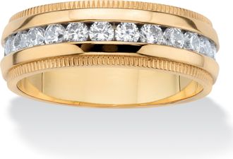 Palm Beach Jewelry Mens 1.12 Cttw. Cubic Zirconia Gold Ion-Plated Stainless Steel Eternity Ring