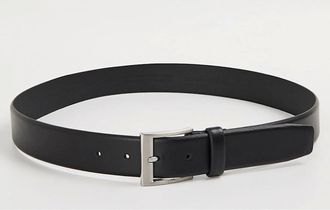 HUGO BOSS Mens Leather Belt with Metal Buckle - Black - Size: 36R 95cm