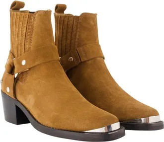 Anine Bing Womens Mid-Height Biker Ankle Boots Leather Brown Calfskin Shoes Ankle-boots