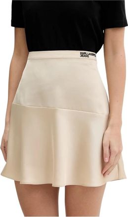 Karl Lagerfeld KLJ Satin Mini Rok - Dames - Korte rokken - Beige - M - Polyester - Rokken
