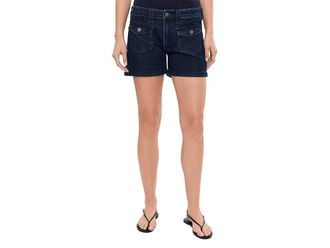 Liverpool L.A. 4.5 Vintage Mid-Rise Denim Shorts with Flap Front Pockets Womens Shorts Delacey : 14 4.5, Cotton/Elastane/Lyocell