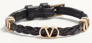 Valentino Garavani Bracciale Intrecciato VLogo Signature In Vitello Donna NERO UNI