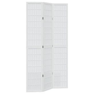 Berkfield Home Room Divider 3 Panels White Solid Wood Paulownia