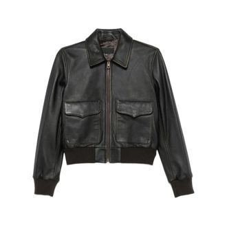 Nili Lotan Jassen, Dames, Zwart, S, Leer, Redley Leren Bomberjack