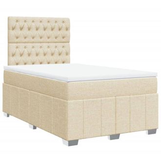 vidaXL Cama Box Spring Con Colch&oacute;n Tela Color Crema 120x200 Cm Vidaxl