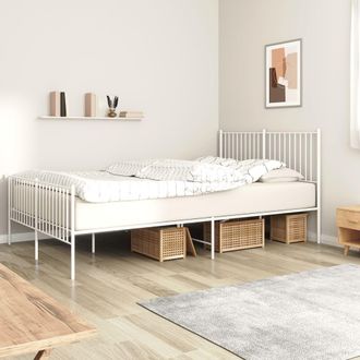 Berkfield Home Metal Bed Frame with Headboard & Footboard White 150x200 cm King Size
