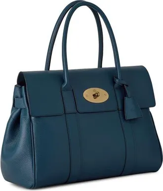 Mulberry Bayswater Grained Leather Satchel in Out Of The Blue at Nordstrom