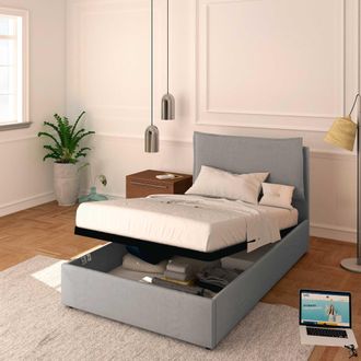 Baldiflex Baldiflex - Letto Contenitore Piazza E Mezzo 120x190 Licia In Tessuto Con Rete A Doghe Colore Grigio Grey