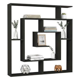 Dmora Estanter&iacute;a Rai, Biblioteca 6 Estantes, Montaje En Pared, Estructura Color Antracita, 125x22x129 Cm Negro Antracita