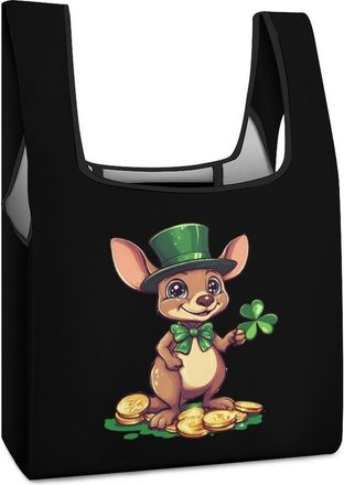 Generic Kangarooes St Patricks Day Shopping Bag Reusable Grocery Tote Bag Foldable Handbag for Travel Picnic