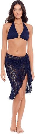Lauren Ralph Lauren Crochet Ruffle Pareo Womens Swimwear Blue : SM/MD, Elastane/Polyester