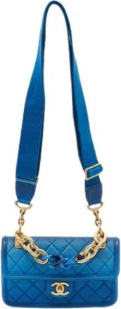 Chanel Pre-owned Vintage Leren Crossbodytas - Dames - Vintage Schoudertas - Blauw - ONE Size - Leer - Vintage