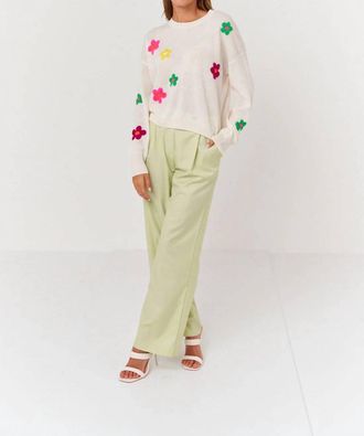 Brodie Polly Floral Crew Sweater In Ivory