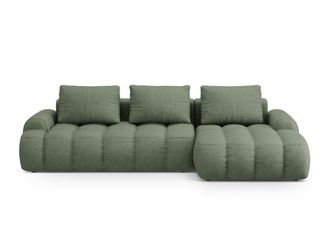 Cosmopolitan Design Sof&aacute; cama esquinero 3 plazas tejido estructural verde oliva oscuro