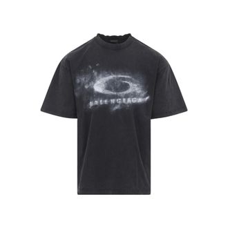 Balenciaga Washed Black Crewneck Graphic T-Shirt