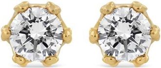 House of Brilliance 14K Yellow Gold 2.0 Cttw Round Diamond Crown Stud Earrings at Nordstrom