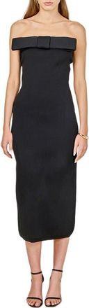 endless rose Bow Strapless Midi Cocktail Dress in Black at Nordstrom, Size X-Small