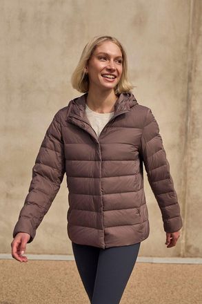 Mountain Warehouse Womens Lightweight Down Jacket Packable Water Resistant Hooded Winter Coat Purple
