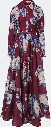 LEO LIN Josephine belted floral silk gown