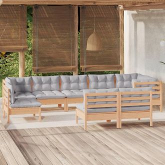 vidaXL Juego De Muebles De Jard&iacute;n 9 Pzas Y Cojines Madera Maciza Pino Vidaxl