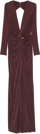 Elisabetta Franchi Jersey avondjurk met piercing detail - Bruin