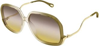 Chlo&eacute; Golvende Vierkante Zonnebril - Dames - Zonnebrillen - Geel - ONE Size - Nylon - Accessoires