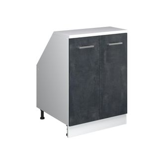 Vicco Armario De Cocina Para Techo Inclinado R-line, Hormig&oacute;n Negro, 60 Cm Con 2 Puertas, 60 Cm De Profundidad, Vicco