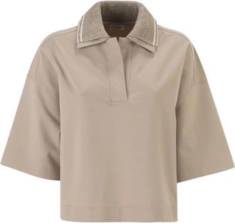 Brunello Cucinelli Camisa Polo Couture Interlock - Tops - Mujer - Beige - M