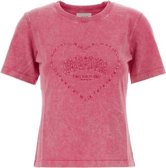 Ganni Pink Cotton T-shirt